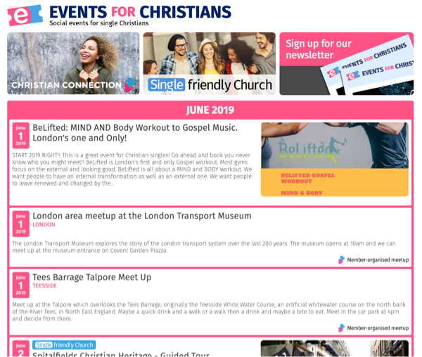 Events for Christians website